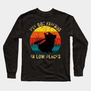 I've Got Friends In Low Places Retro Vintage Dog Corgi Long Sleeve T-Shirt